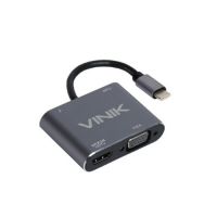 Hub USB-C 1 USB 3.0 + HDMI + USB-C Femea + VGA Preto Vinik